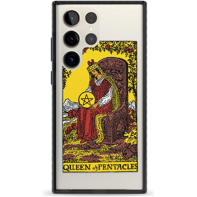 Personalised Queen of Pentacles Tarot Card - Colour Phone Case Samsung S22 Ultra / Black Impact Case,Samsung S23 Ultra / Black Impact Case Blanc Space