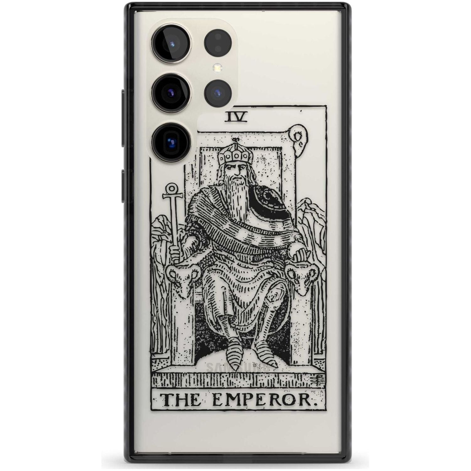 Personalised The Emperor Tarot Card - Transparent Custom Phone Case Samsung S22 Ultra / Black Impact Case,Samsung S23 Ultra / Black Impact Case Blanc Space