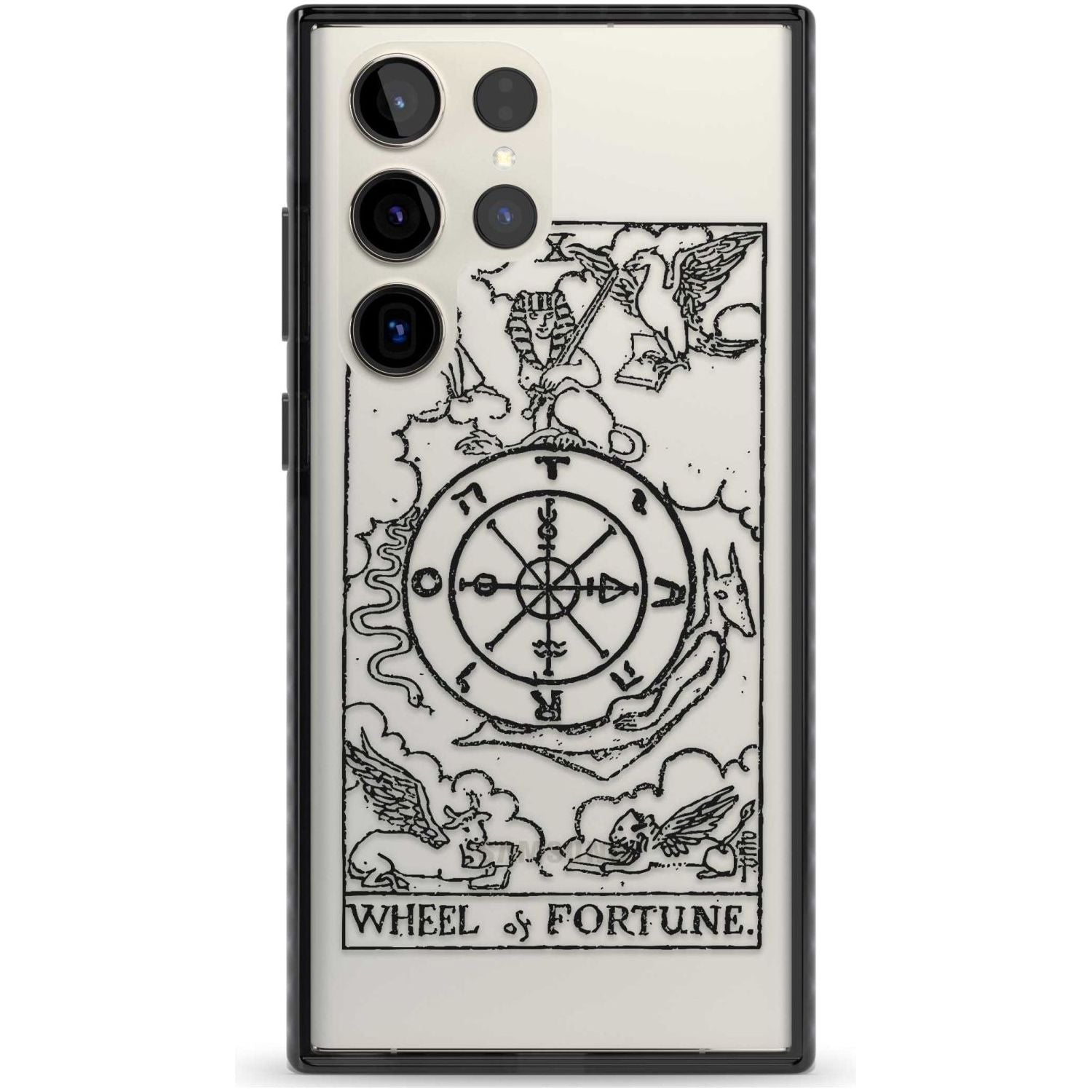 Personalised Wheel of Fortune Tarot Card - Transparent Custom Phone Case Samsung S22 Ultra / Black Impact Case,Samsung S23 Ultra / Black Impact Case Blanc Space