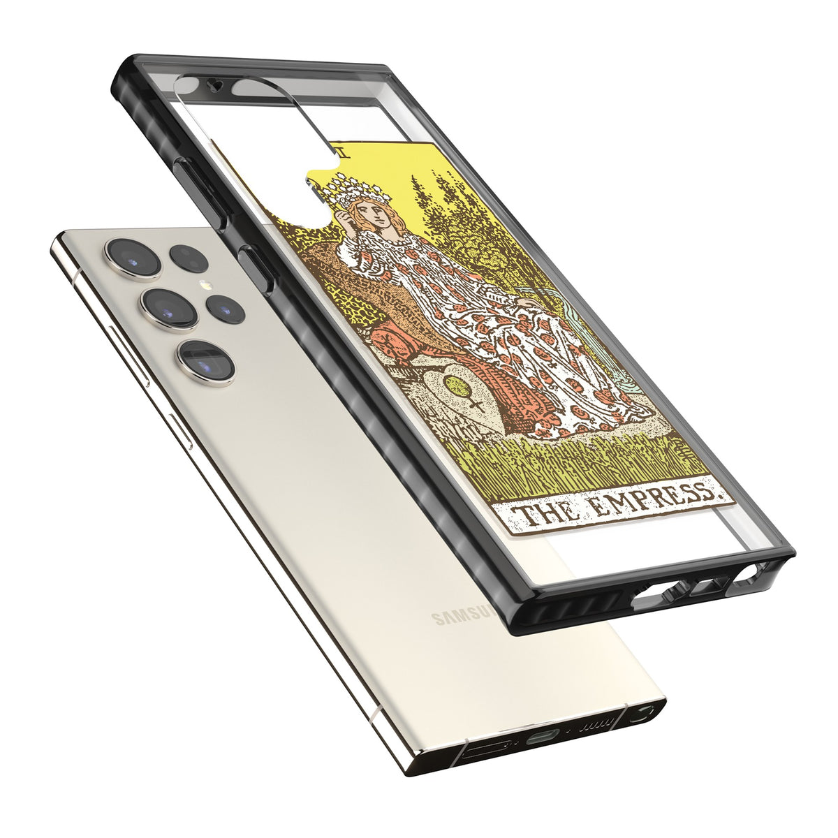 Personalised The Empress Tarot Card (Color) Samsung S22 Ultra / Samsung S23 Ultra / Samsung S24 Ultra Impact Black Phone Case angled