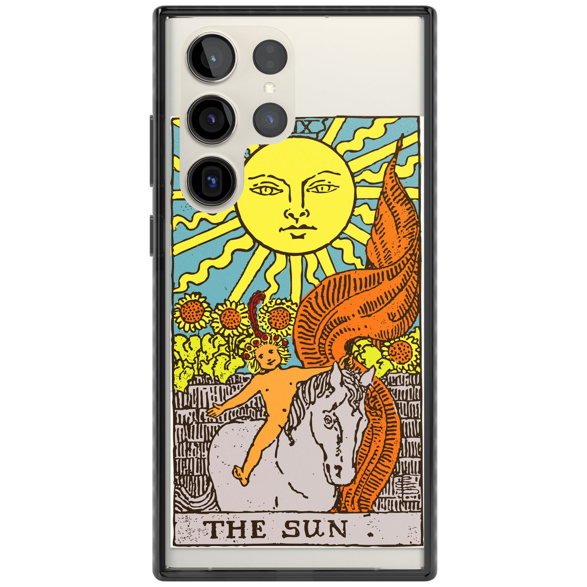 Personalised The Sun Tarot Card (Color) Samsung S22 Ultra / Samsung S23 Ultra / Samsung S24 Ultra Impact Black Phone Case front