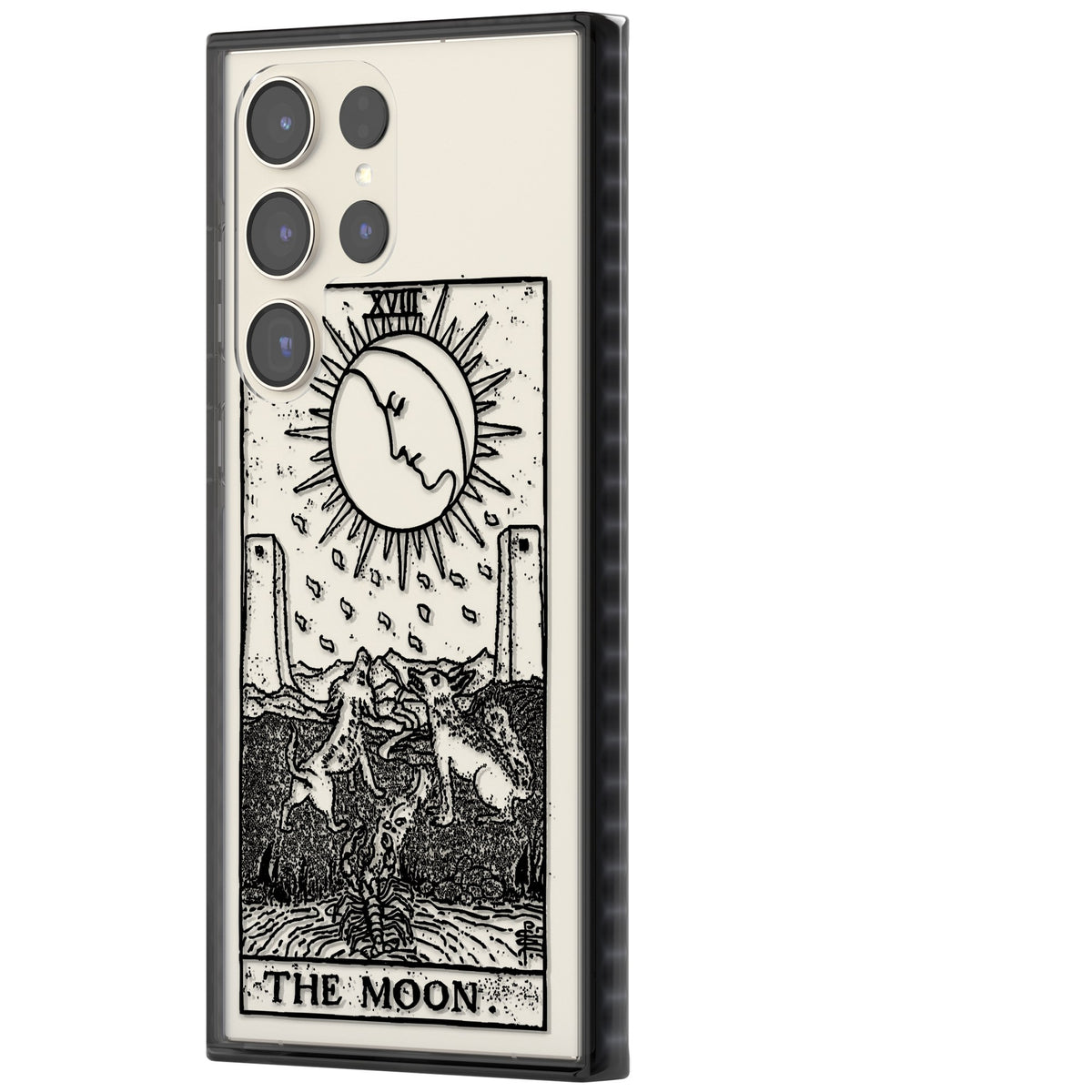 Personalised The Moon Tarot Card (Clear) Samsung S22 Ultra / Samsung S23 Ultra / Samsung S24 Ultra Impact Black Phone Case side