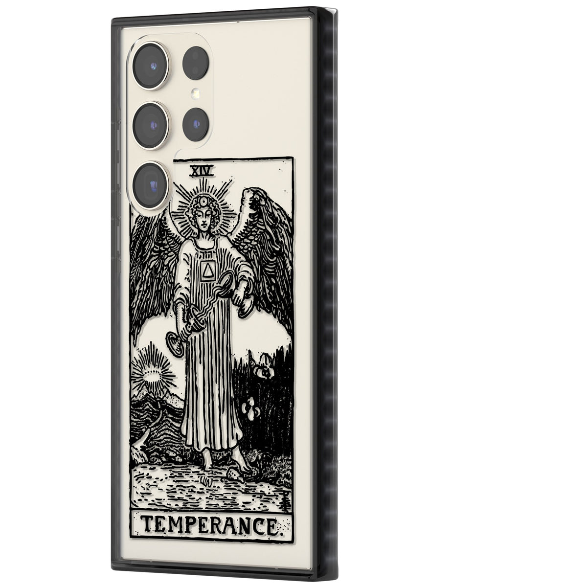 Personalised Temperance Tarot Card (Clear) Samsung S22 Ultra / Samsung S23 Ultra / Samsung S24 Ultra Impact Black Phone Case side