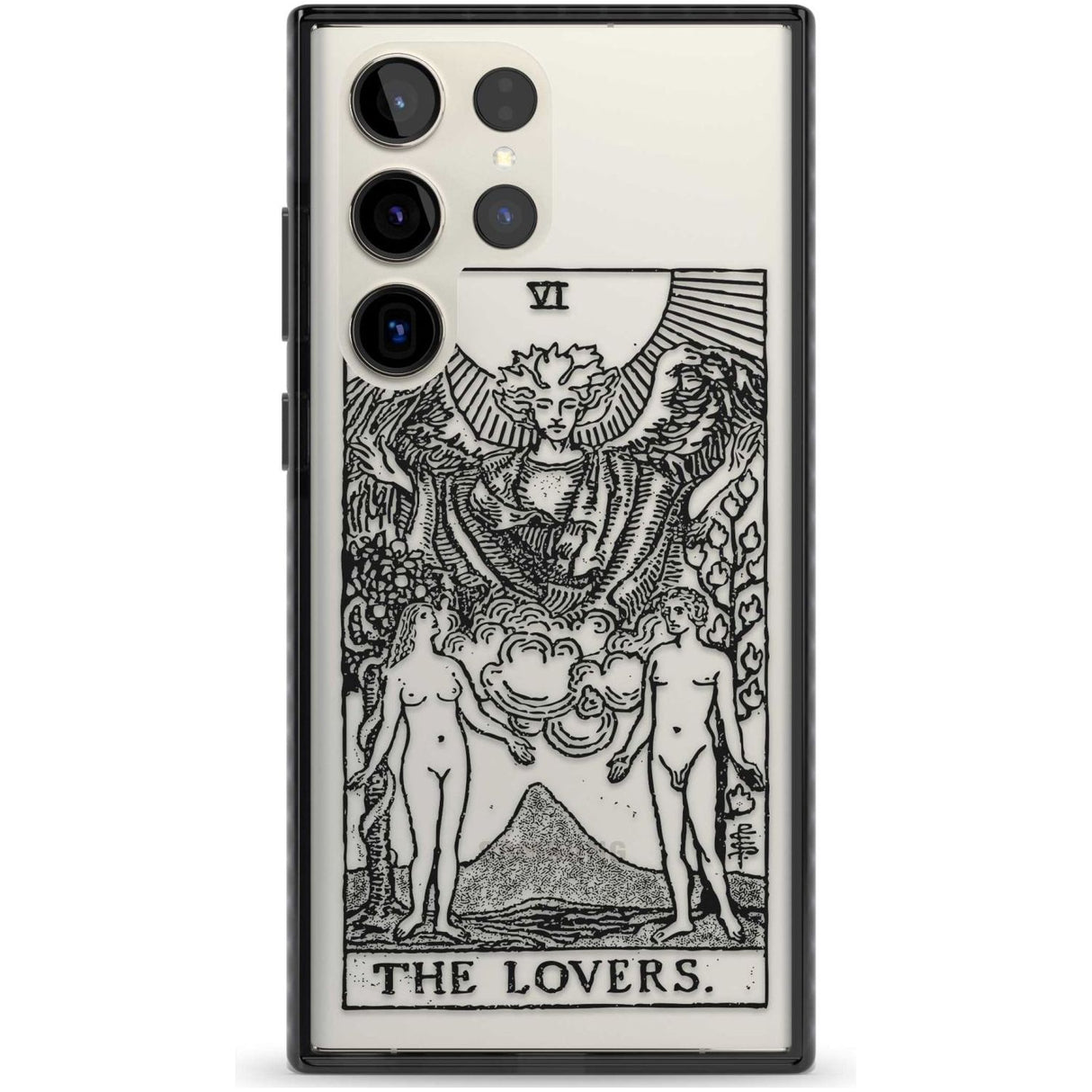 Personalised The Lovers Tarot Card - Transparent Custom Phone Case Samsung S22 Ultra / Black Impact Case,Samsung S23 Ultra / Black Impact Case Blanc Space