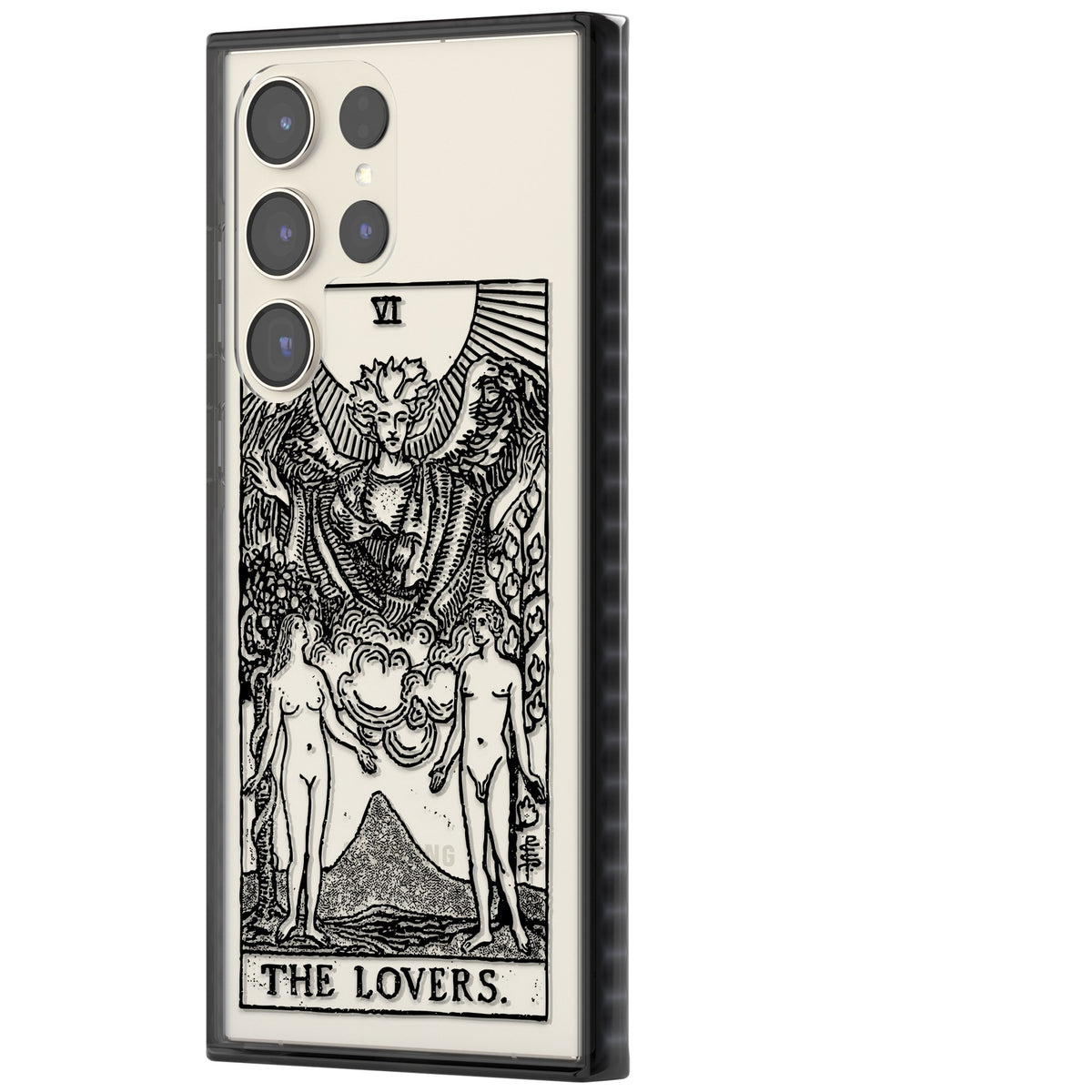 Personalised The Lovers Tarot Card (Clear) Samsung S22 Ultra / Samsung S23 Ultra / Samsung S24 Ultra Impact Black Phone Case side