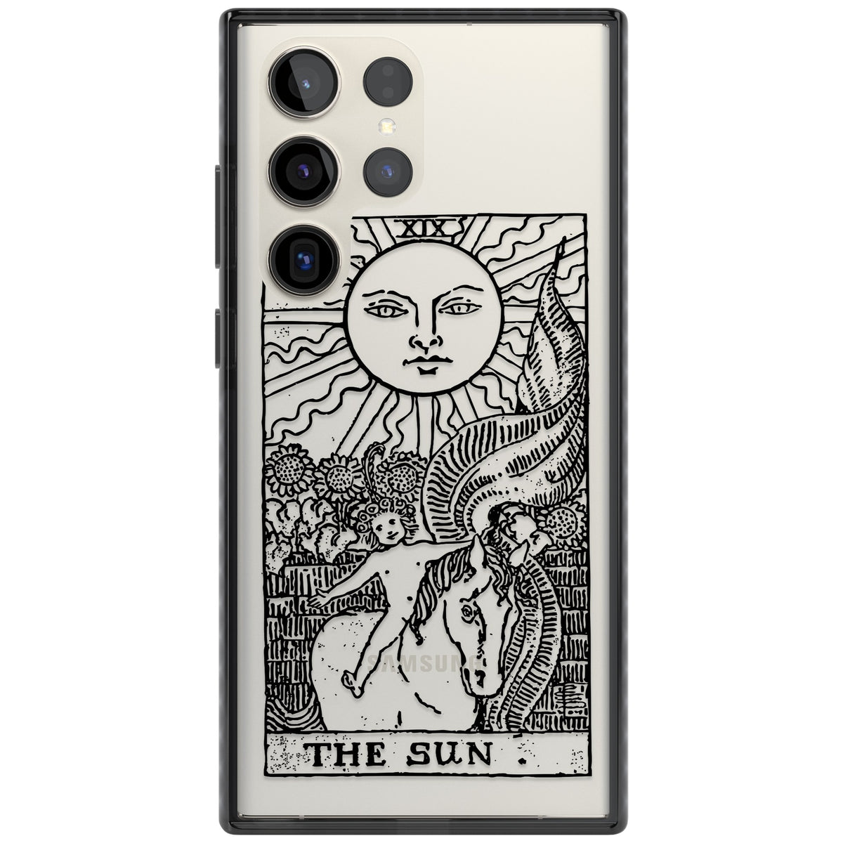 Personalised The Sun Tarot Card (Clear) Samsung S22 Ultra / Samsung S23 Ultra / Samsung S24 Ultra Impact Black Phone Case front