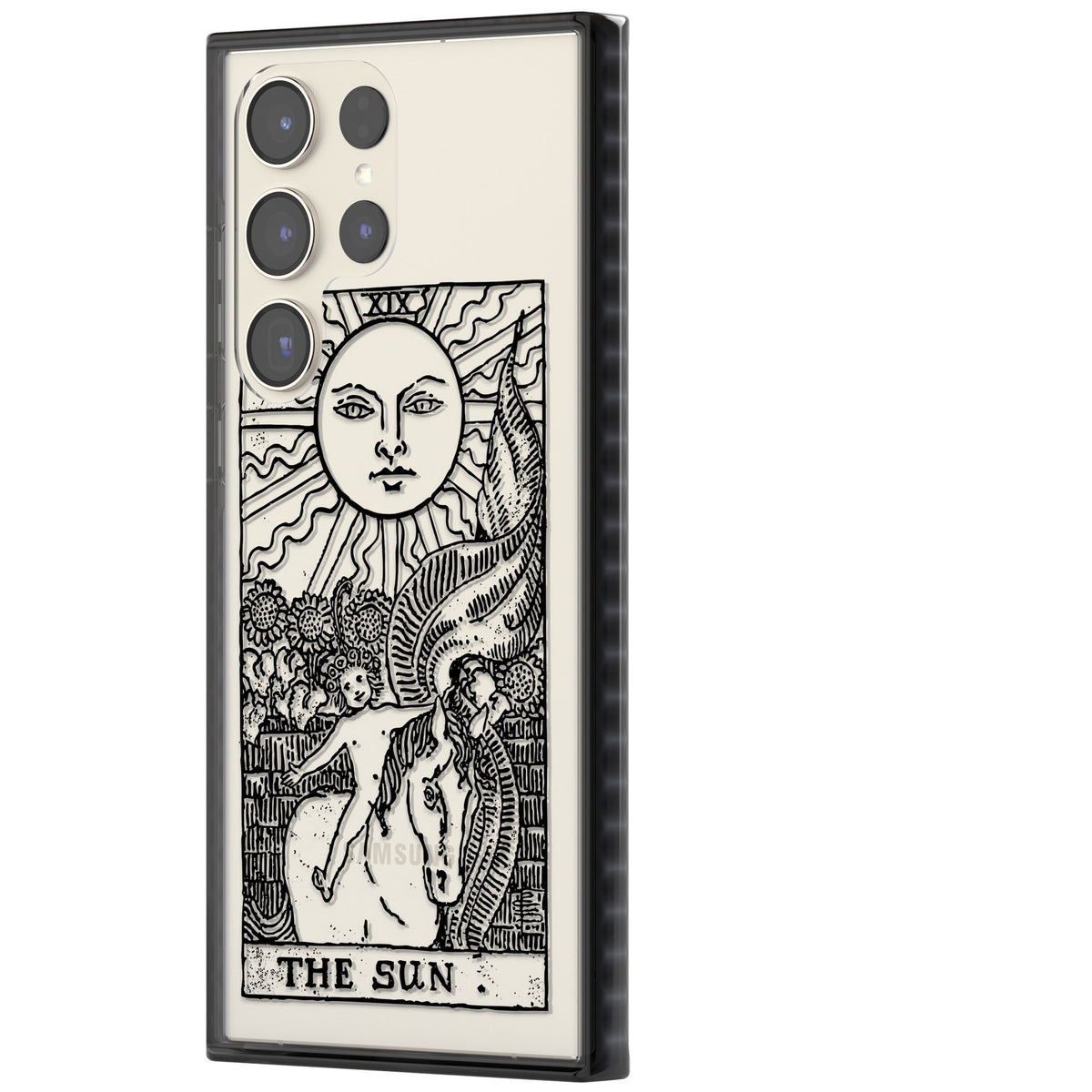 Personalised The Sun Tarot Card (Clear) Samsung S22 Ultra / Samsung S23 Ultra / Samsung S24 Ultra Impact Black Phone Case side