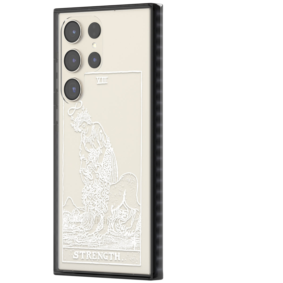 Personalised Strength Tarot Card (White) Samsung S22 Ultra / Samsung S23 Ultra / Samsung S24 Ultra Impact Black Phone Case side