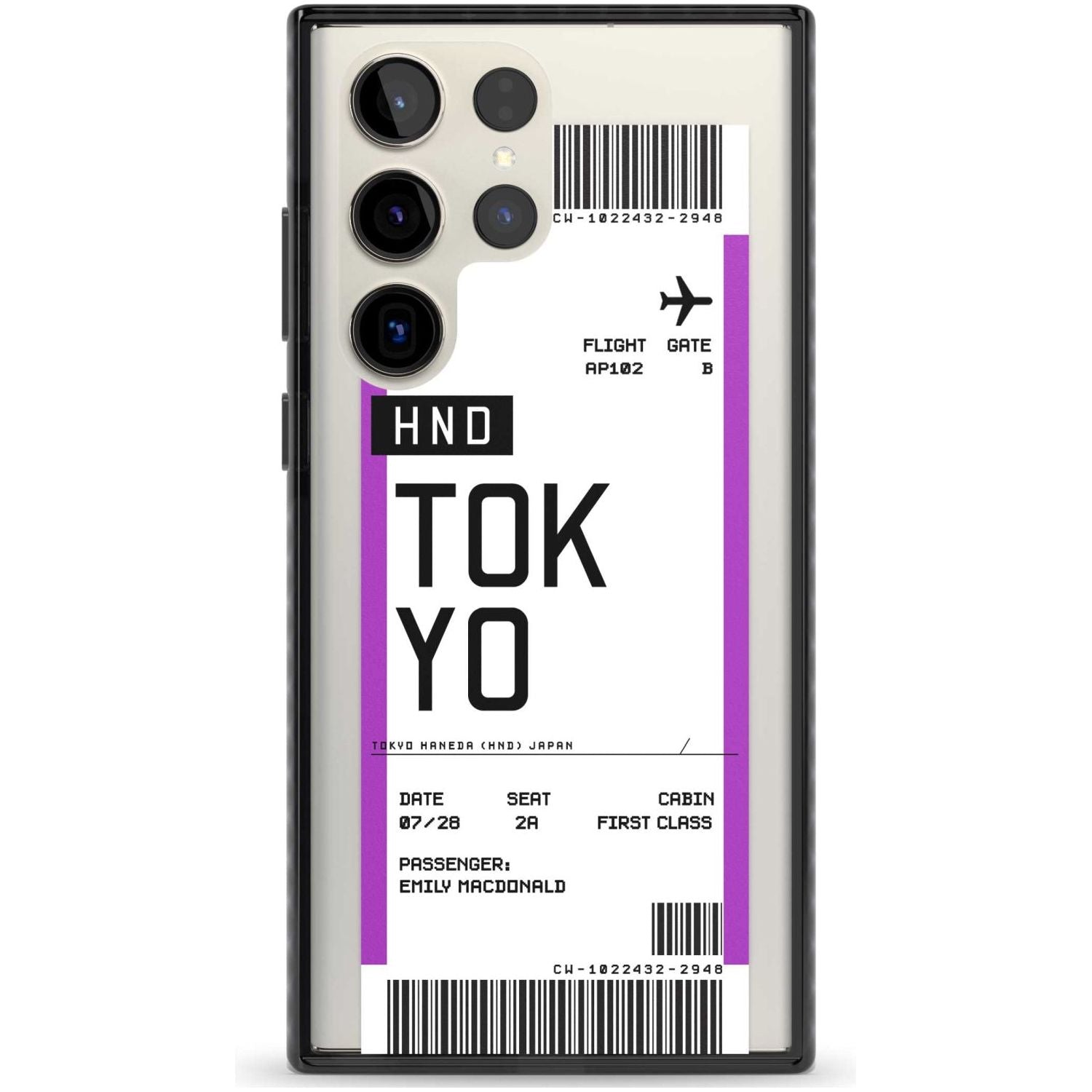 Personalised Tokyo Boarding Pass Custom Phone Case Samsung S22 Ultra / Black Impact Case,Samsung S23 Ultra / Black Impact Case Blanc Space