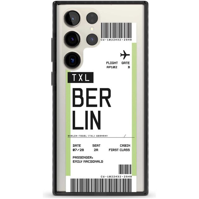 Personalised Berlin Boarding Pass Custom Phone Case Samsung S22 Ultra / Black Impact Case,Samsung S23 Ultra / Black Impact Case Blanc Space