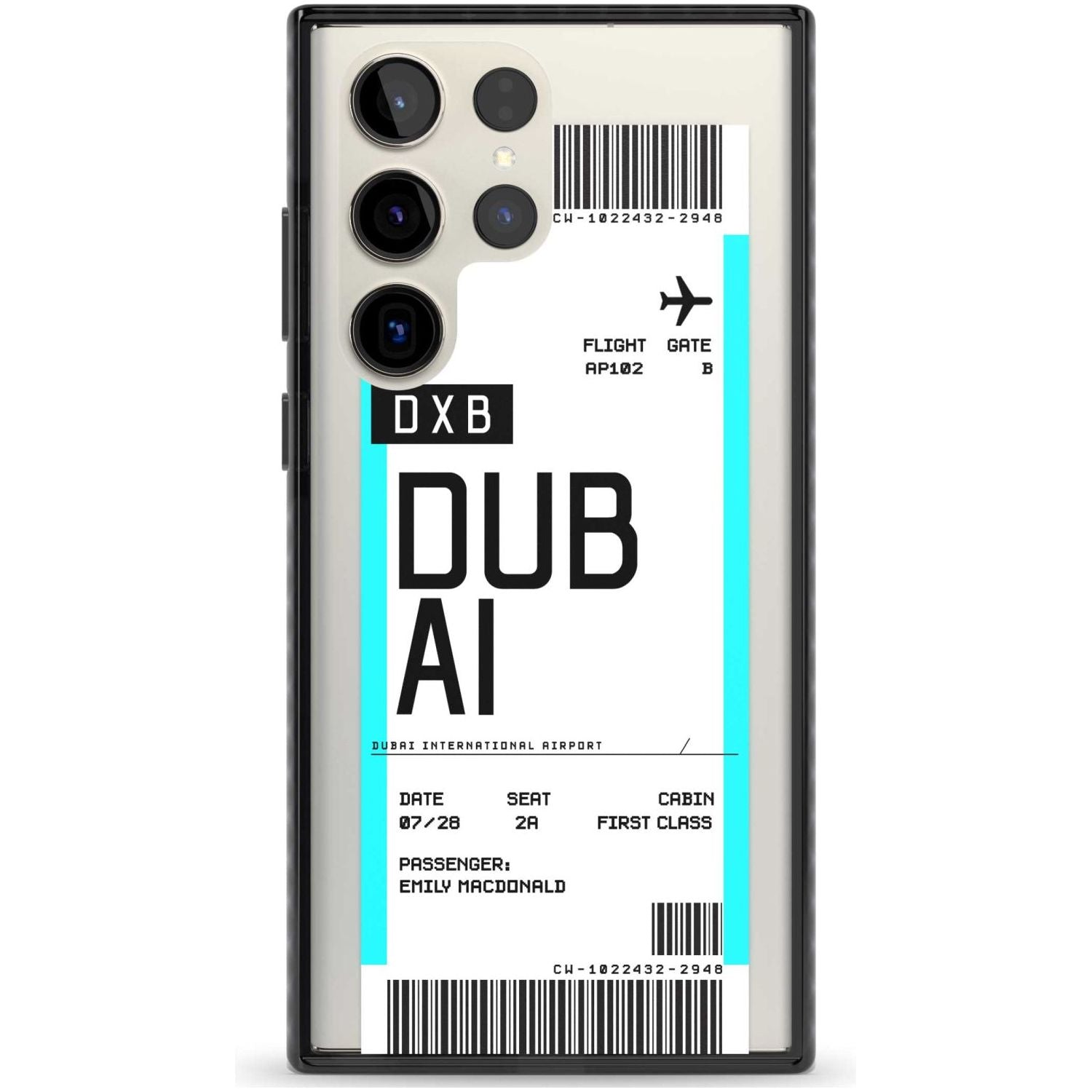 Personalised Dubai Boarding Pass Custom Phone Case Samsung S22 Ultra / Black Impact Case,Samsung S23 Ultra / Black Impact Case Blanc Space