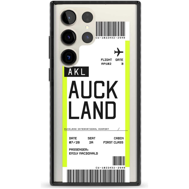 Personalised Auckland Boarding Pass Custom Phone Case Samsung S22 Ultra / Black Impact Case,Samsung S23 Ultra / Black Impact Case Blanc Space