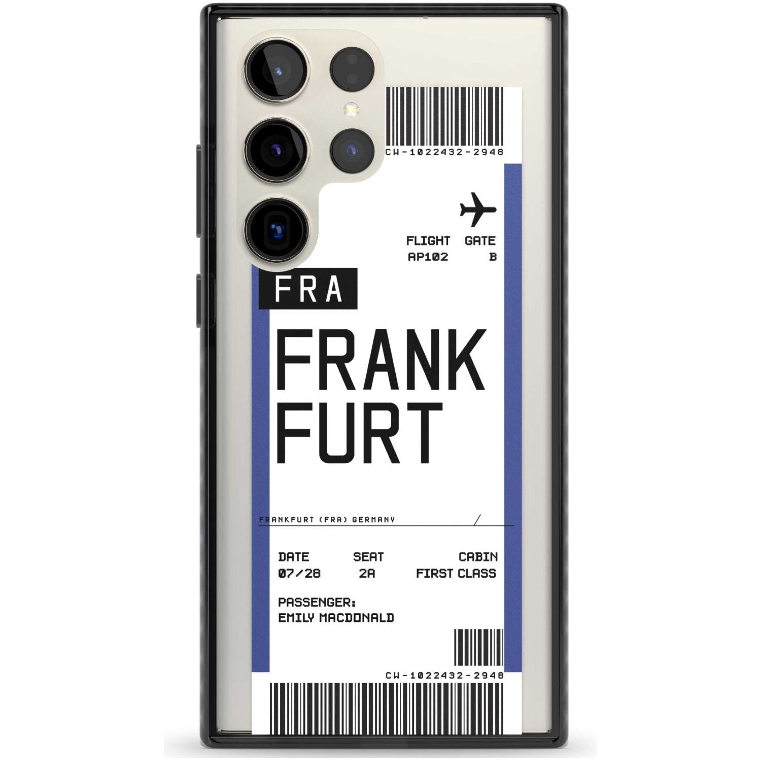 Personalised Frankfurt Boarding Pass Custom Phone Case Samsung S22 Ultra / Black Impact Case,Samsung S23 Ultra / Black Impact Case Blanc Space