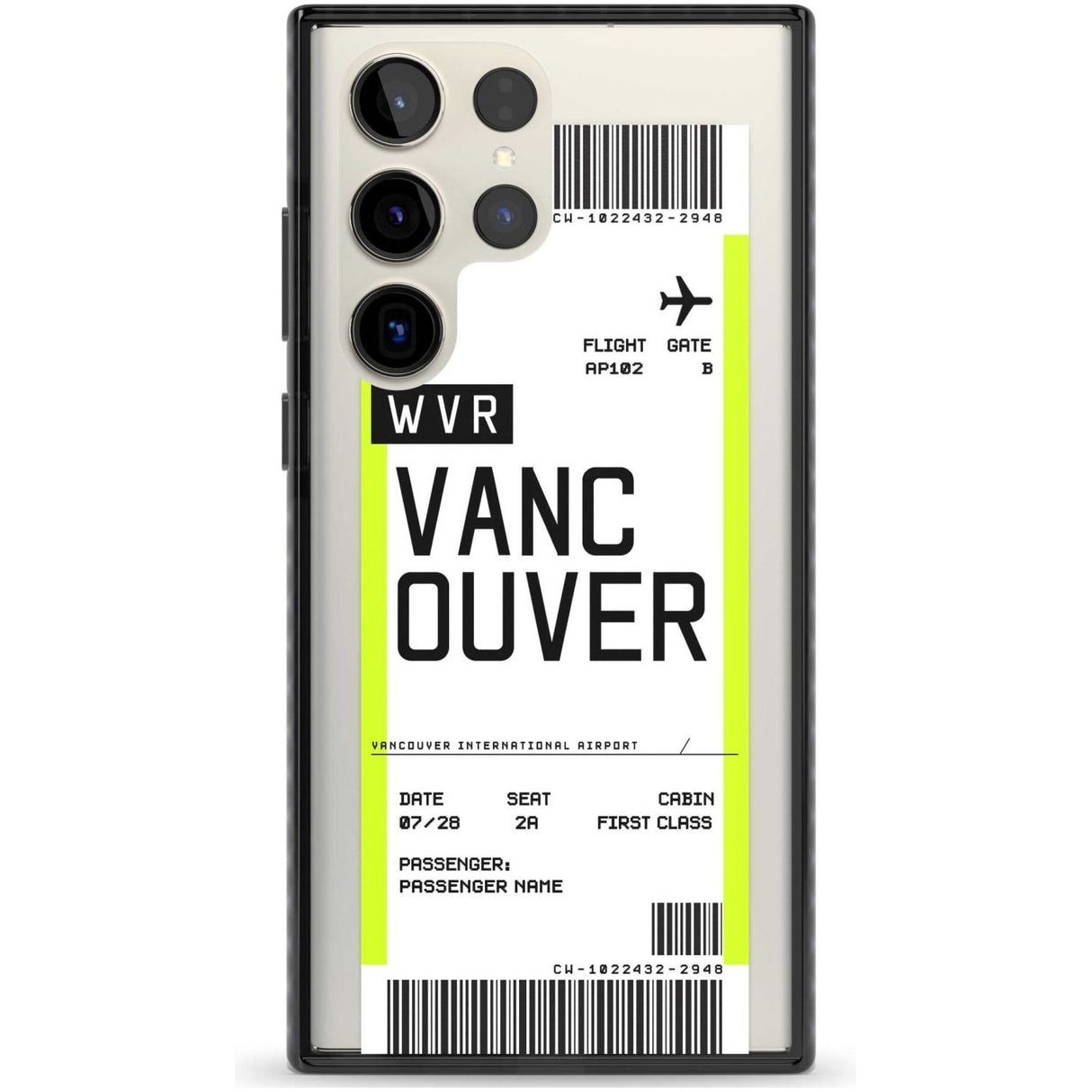 Personalised Vancouver Boarding Pass Custom Phone Case Samsung S22 Ultra / Black Impact Case,Samsung S23 Ultra / Black Impact Case Blanc Space