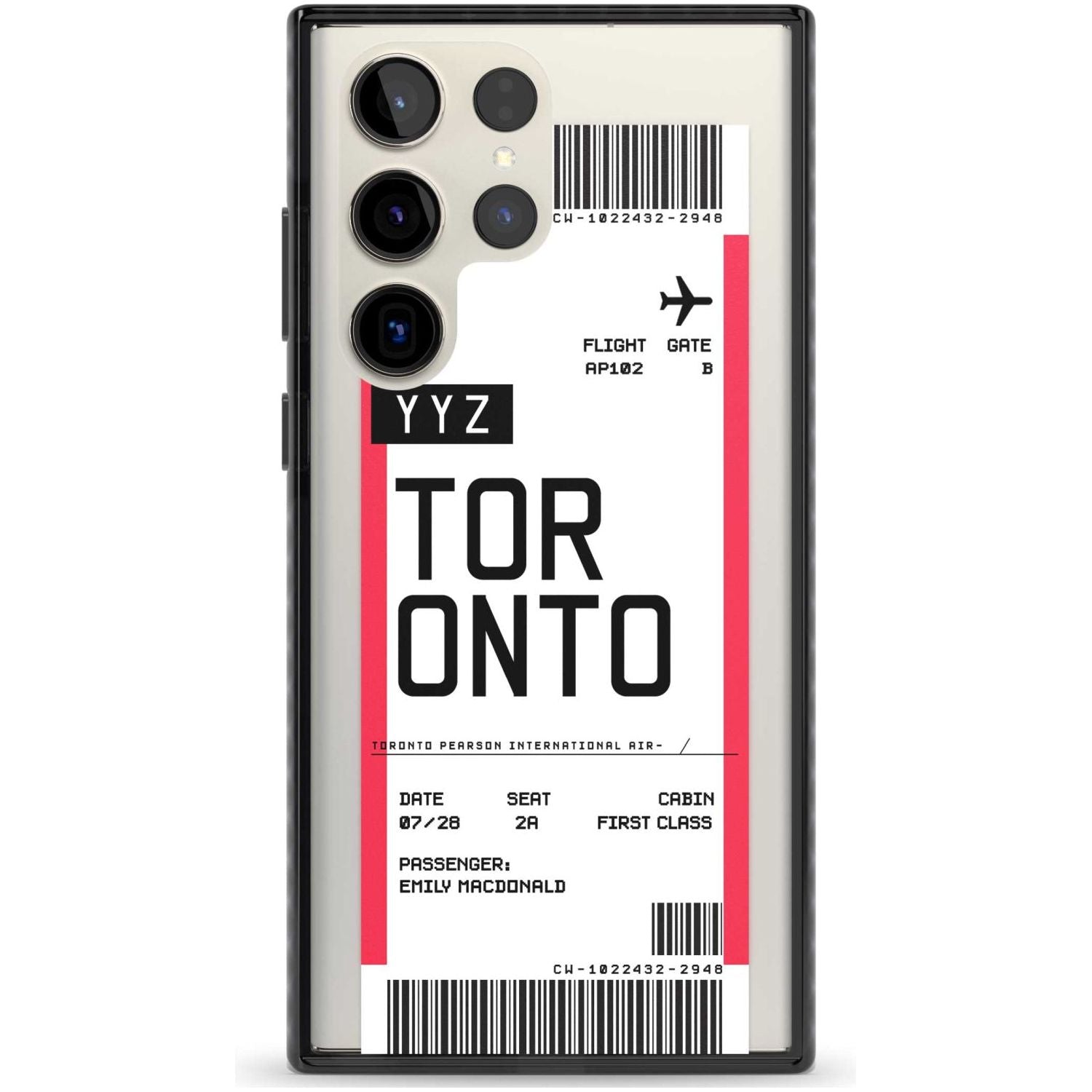 Personalised Toronto Boarding Pass Custom Phone Case Samsung S22 Ultra / Black Impact Case,Samsung S23 Ultra / Black Impact Case Blanc Space