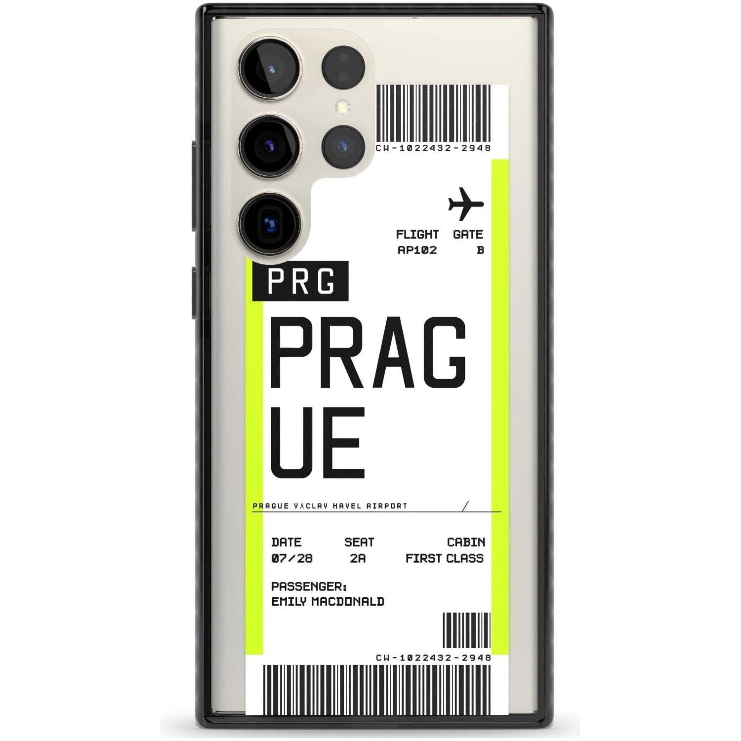 Personalised Prague Boarding Pass Custom Phone Case Samsung S22 Ultra / Black Impact Case,Samsung S23 Ultra / Black Impact Case Blanc Space