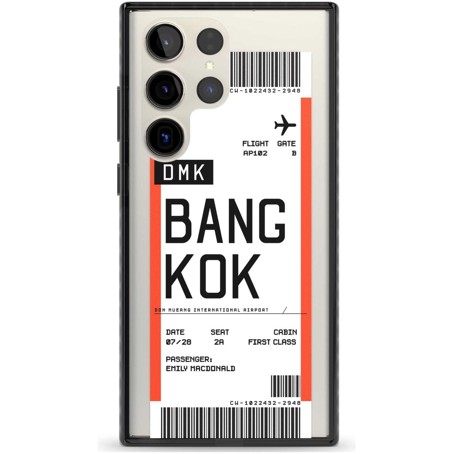 Personalised Bangkok Boarding Pass Custom Phone Case Samsung S22 Ultra / Black Impact Case,Samsung S23 Ultra / Black Impact Case Blanc Space