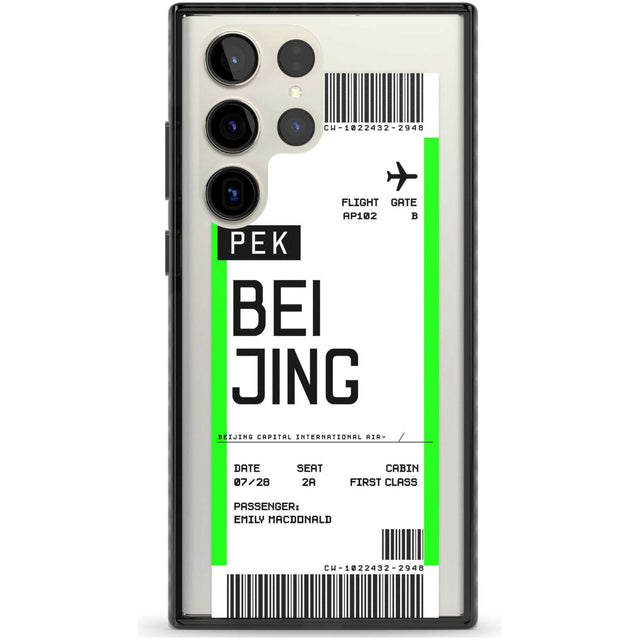 Personalised Beijing Boarding Pass Custom Phone Case Samsung S22 Ultra / Black Impact Case,Samsung S23 Ultra / Black Impact Case Blanc Space