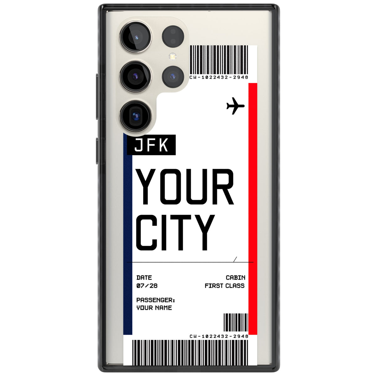 Personalised Create Your Own Boarding Pass Ticket Samsung S22 Ultra / Samsung S23 Ultra / Samsung S24 Ultra Impact Black Phone Case front
