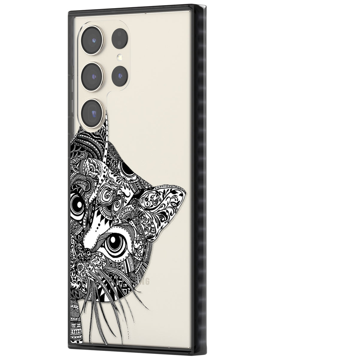 Henna Cat Samsung S22 Ultra / Samsung S23 Ultra / Samsung S24 Ultra Impact Black Phone Case side