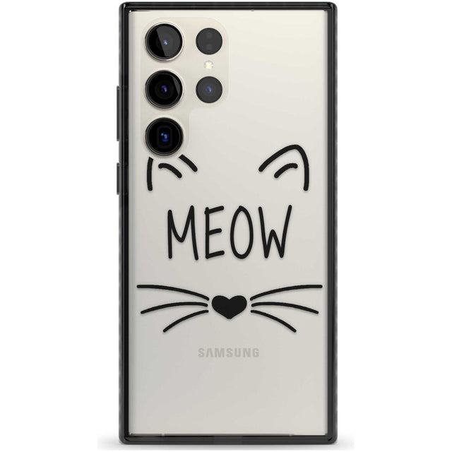 Cat Whiskers Phone Case Samsung S22 Ultra / Black Impact Case,Samsung S23 Ultra / Black Impact Case Blanc Space