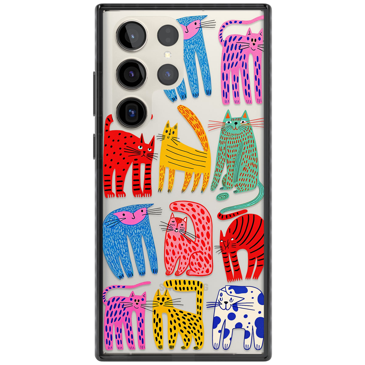 Abstract Cats Samsung S22 Ultra / Samsung S23 Ultra / Samsung S24 Ultra Impact Black Phone Case front