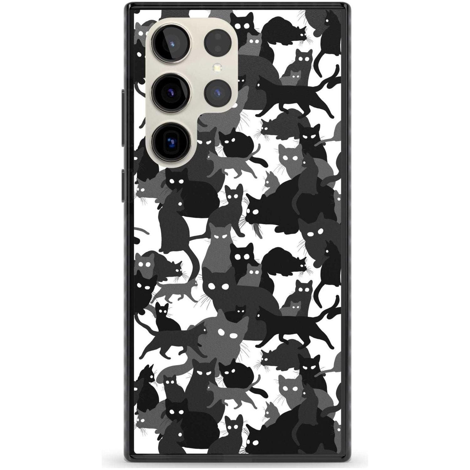 Black & White Cat Camouflage Phone Case Samsung S22 Ultra / Black Impact Case,Samsung S23 Ultra / Black Impact Case Blanc Space