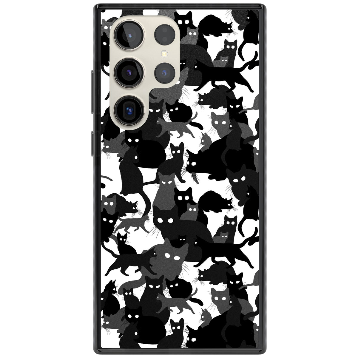 Black & White Cat Camouflage Samsung S22 Ultra / Samsung S23 Ultra / Samsung S24 Ultra Impact Black Phone Case front