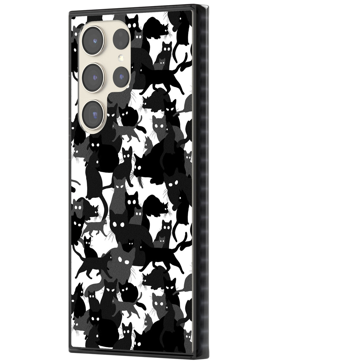 Black & White Cat Camouflage Samsung S22 Ultra / Samsung S23 Ultra / Samsung S24 Ultra Impact Black Phone Case side