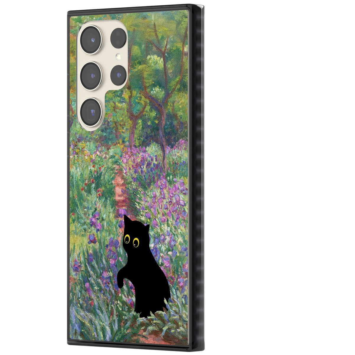 Cat in Monet's Giverny Garden Samsung S22 Ultra / Samsung S23 Ultra / Samsung S24 Ultra Impact Black Phone Case side