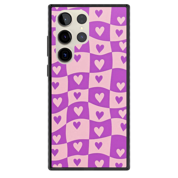 Purple Wavy Checked Hearts