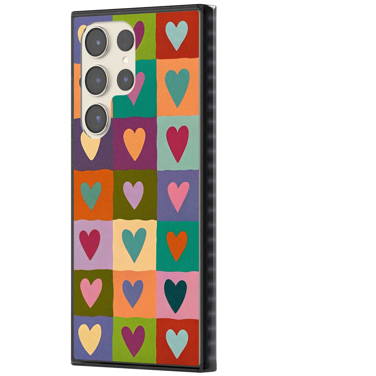Heart Quilt Samsung S22 Ultra / Samsung S23 Ultra / Samsung S24 Ultra Impact Black Phone Case side