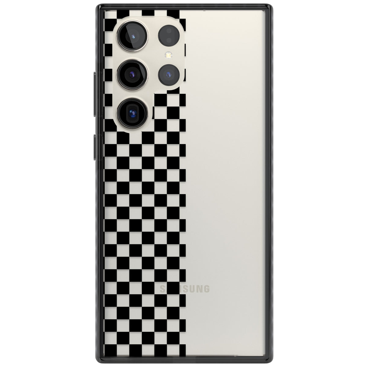 Half Black Check Samsung S22 Ultra / Samsung S23 Ultra / Samsung S24 Ultra Impact Black Phone Case front