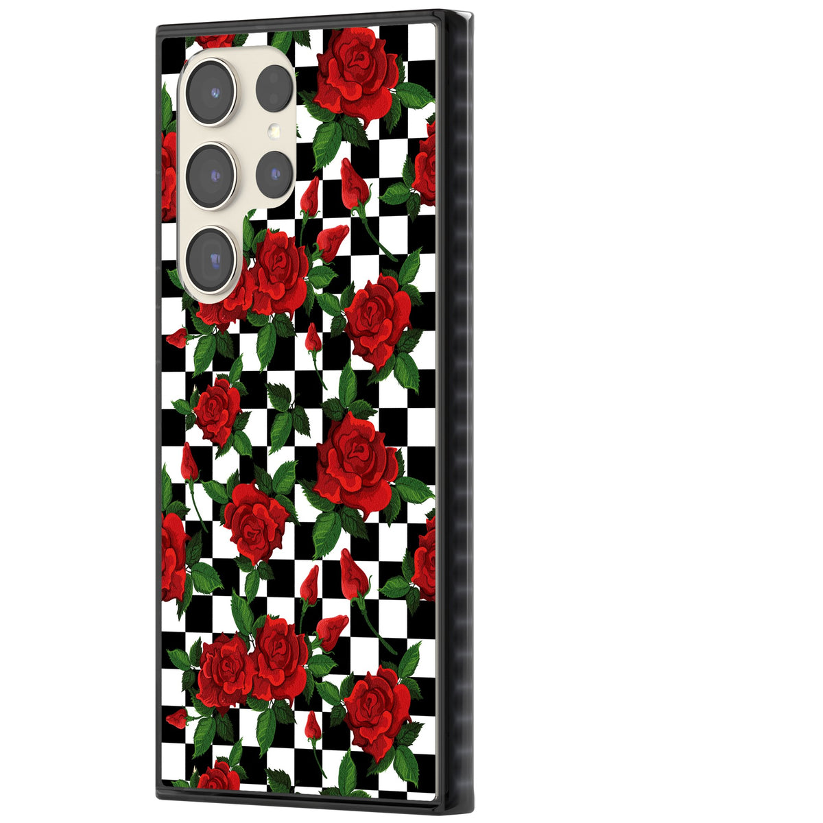 Checkered Roses Samsung S22 Ultra / Samsung S23 Ultra / Samsung S24 Ultra Impact Black Phone Case side