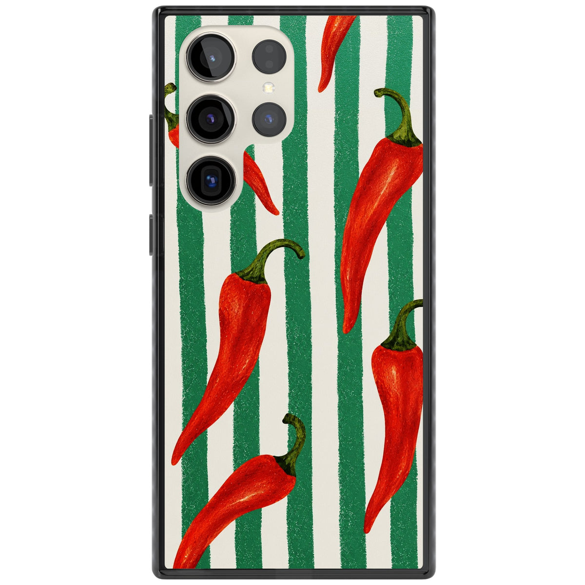 Striped Chillis Samsung S22 Ultra / Samsung S23 Ultra / Samsung S24 Ultra Impact Black Phone Case front