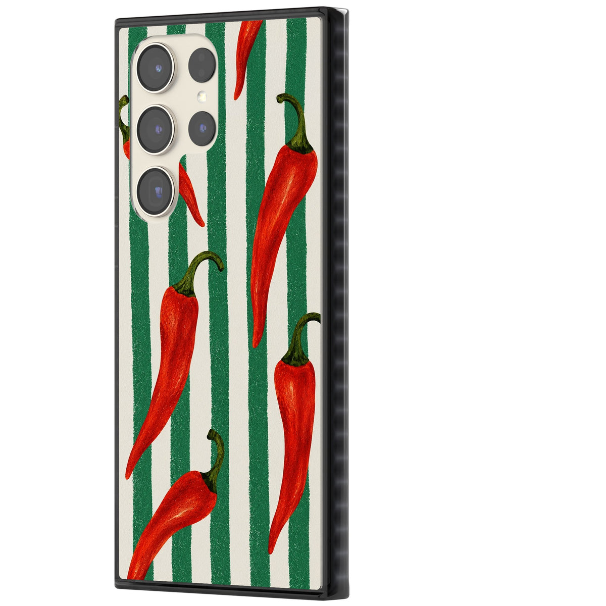 Striped Chillis Samsung S22 Ultra / Samsung S23 Ultra / Samsung S24 Ultra Impact Black Phone Case side