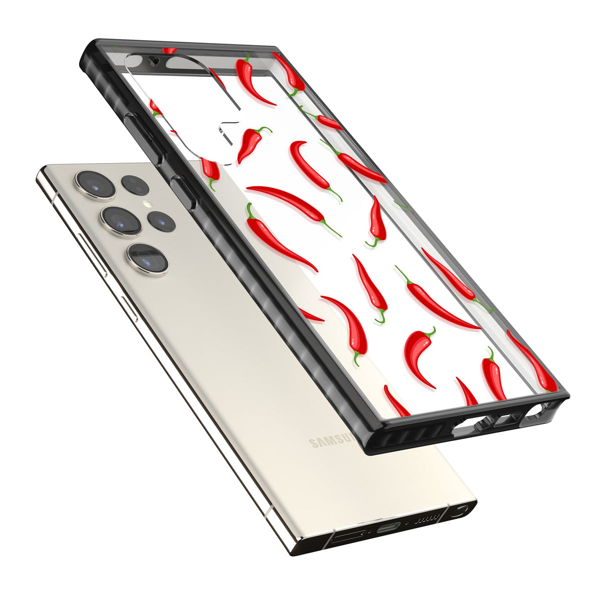 Chilli Heat Samsung S22 Ultra / Samsung S23 Ultra / Samsung S24 Ultra Impact Black Phone Case angled