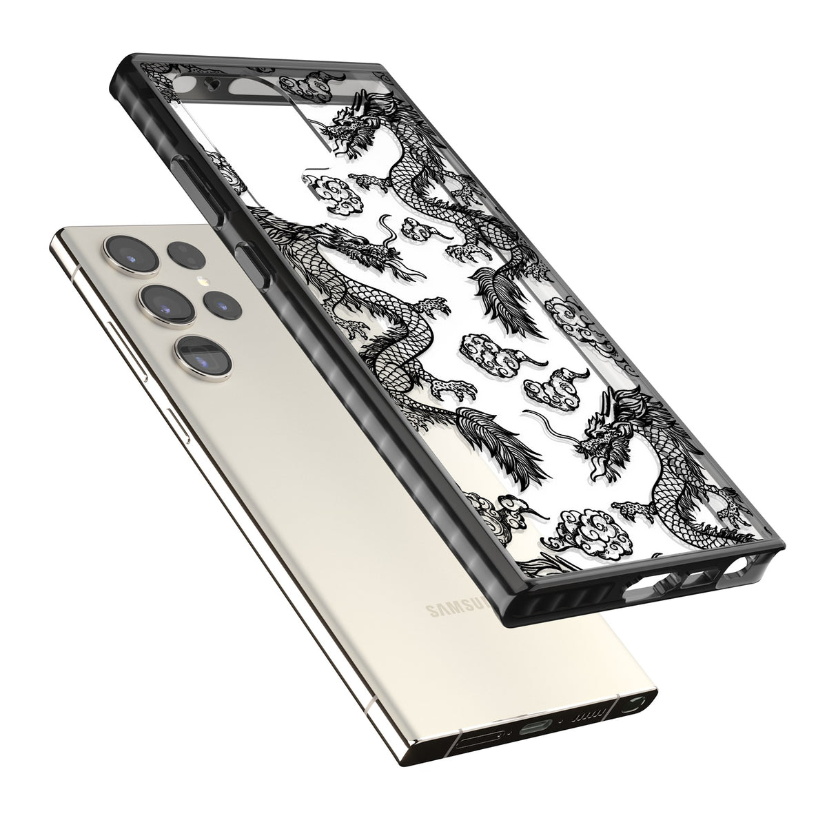 Black Dragons Samsung S22 Ultra / Samsung S23 Ultra / Samsung S24 Ultra Impact Black Phone Case angled