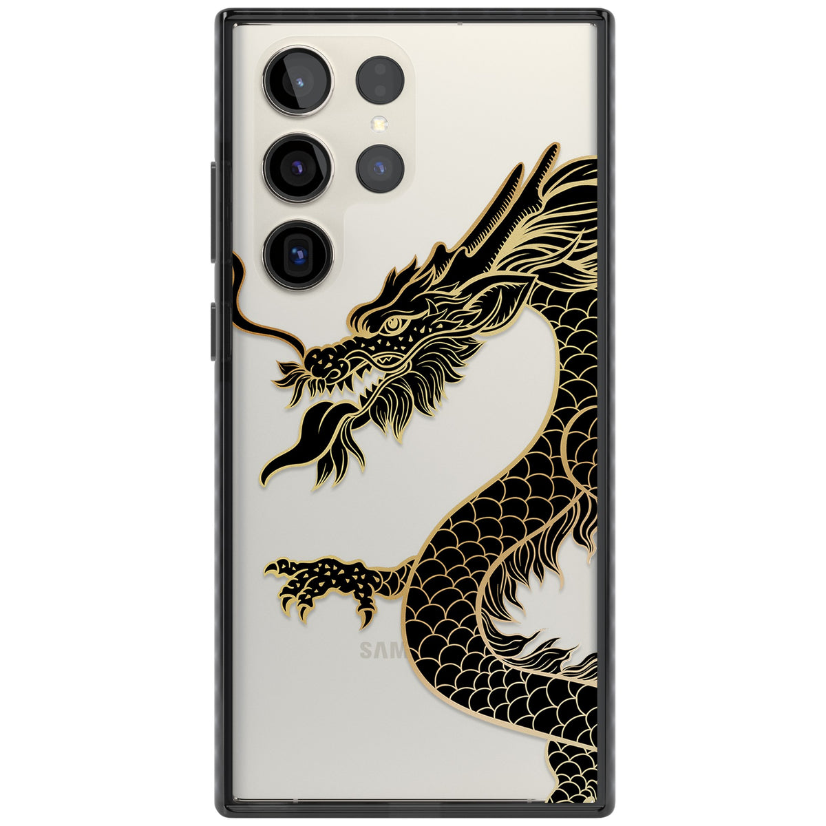 Large Black Dragon Samsung S22 Ultra / Samsung S23 Ultra / Samsung S24 Ultra Impact Black Phone Case front