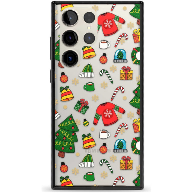 Christmas Mixture Pattern Phone Case Samsung S22 Ultra / Black Impact Case,Samsung S23 Ultra / Black Impact Case Blanc Space