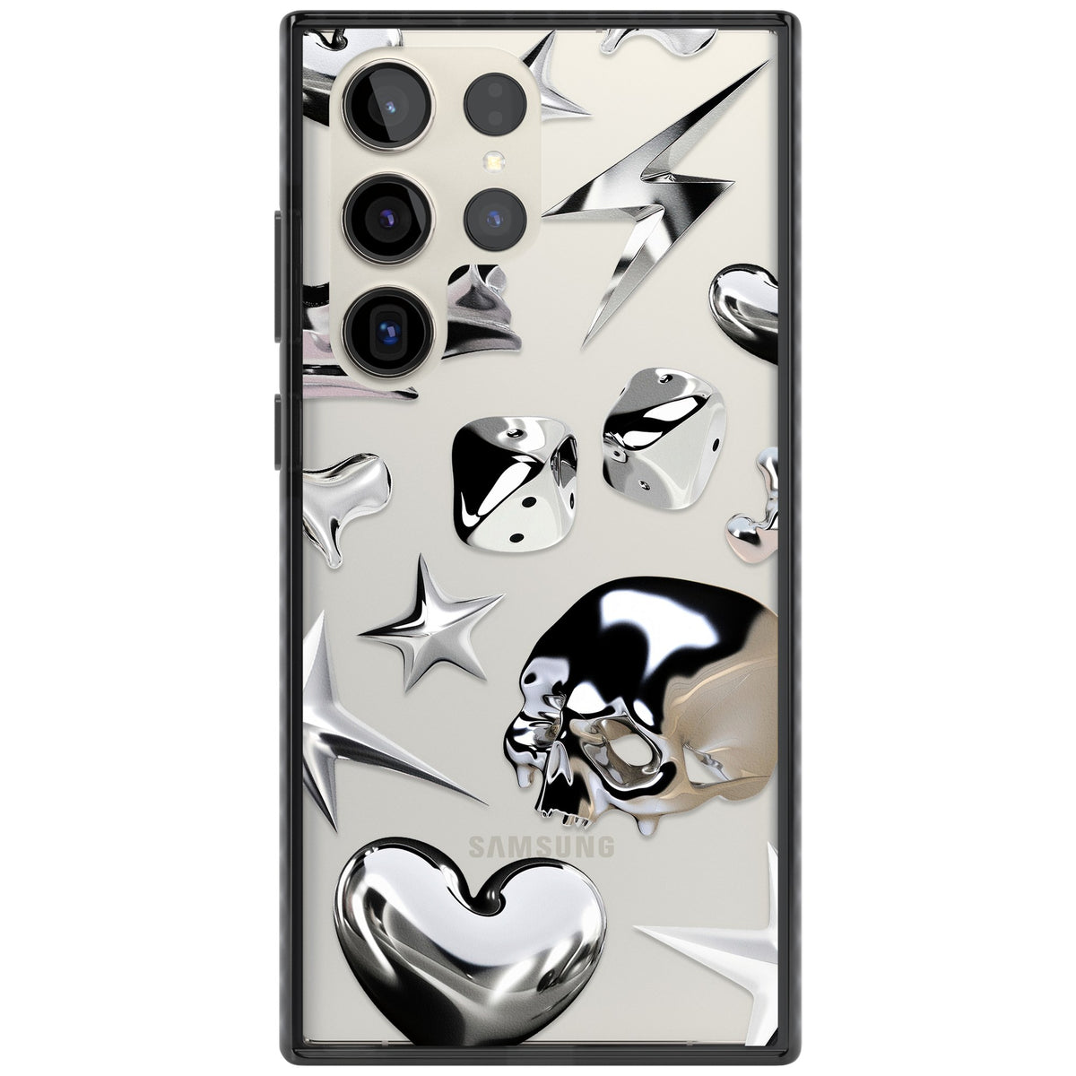 Chromed Samsung S22 Ultra / Samsung S23 Ultra / Samsung S24 Ultra Impact Black Phone Case front
