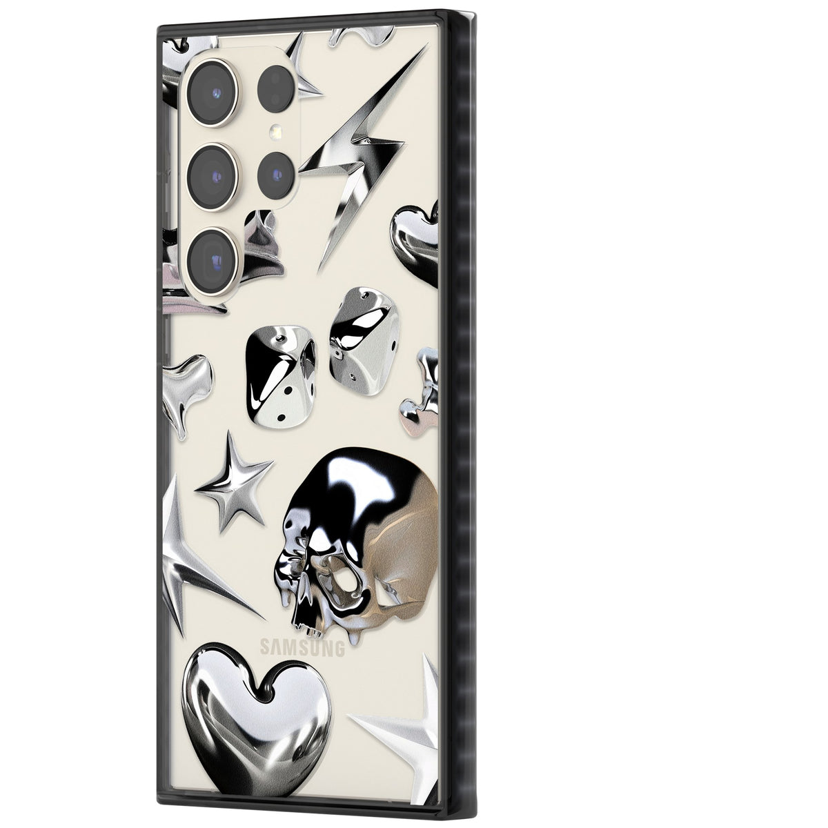 Chromed Samsung S22 Ultra / Samsung S23 Ultra / Samsung S24 Ultra Impact Black Phone Case side
