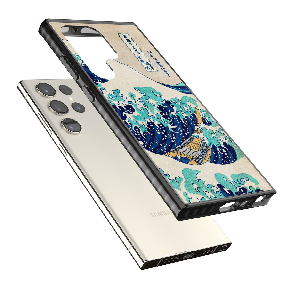The Great Wave By Katsushika Hokusai Samsung S22 Ultra / Samsung S23 Ultra / Samsung S24 Ultra Impact Black Phone Case angled