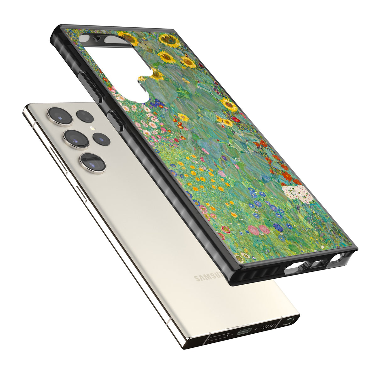 Farm Garden With Sunflowers Samsung S22 Ultra / Samsung S23 Ultra / Samsung S24 Ultra Impact Black Phone Case angled
