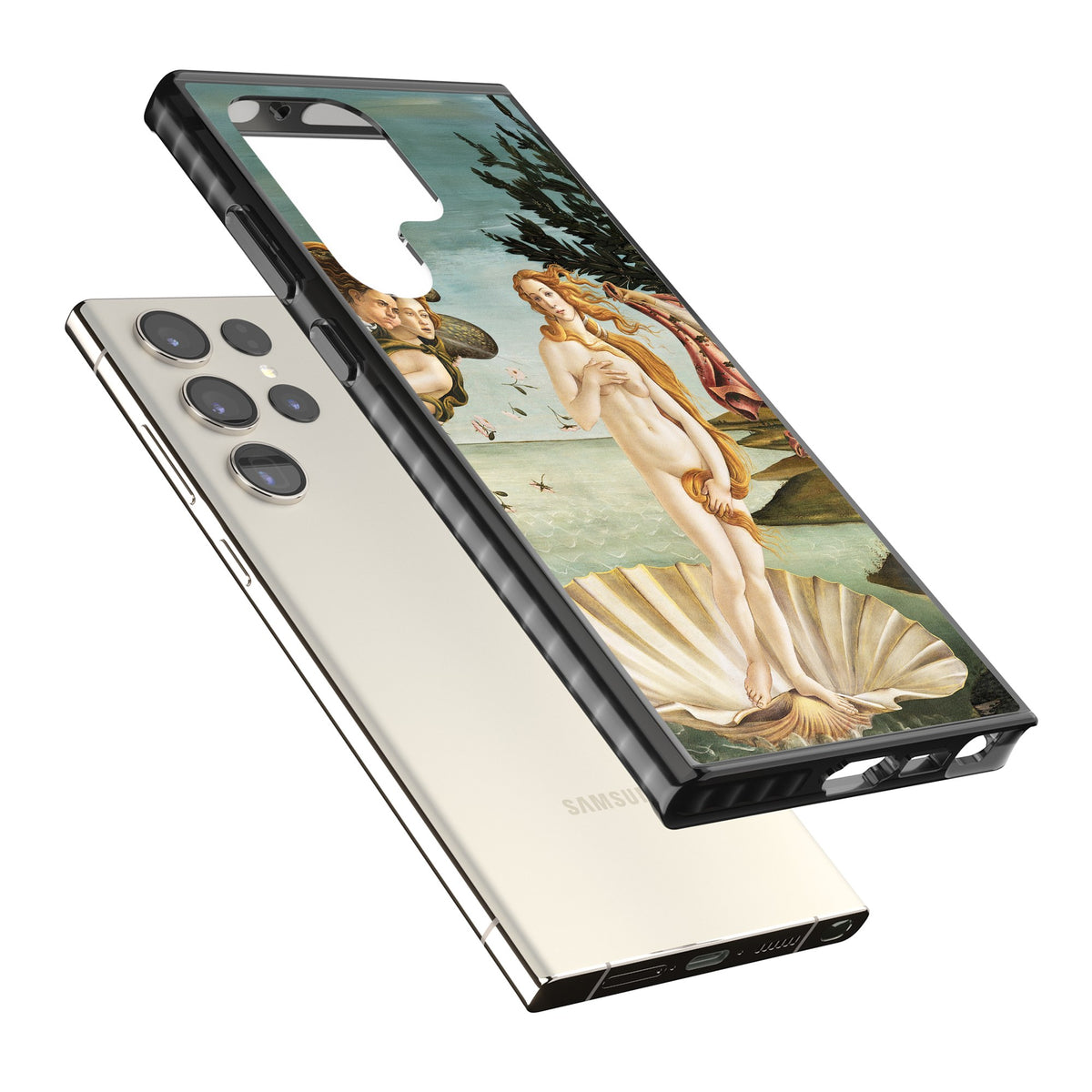 The Birth of Venus - Sandro Botticelli Samsung S22 Ultra / Samsung S23 Ultra / Samsung S24 Ultra Impact Black Phone Case angled