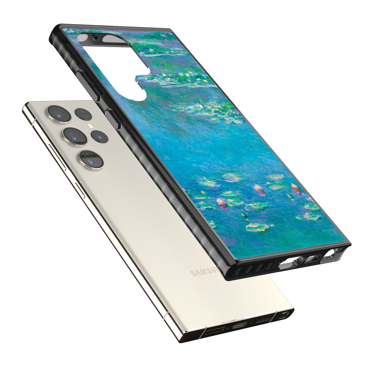 Water Lilies Samsung S22 Ultra / Samsung S23 Ultra / Samsung S24 Ultra Impact Black Phone Case angled