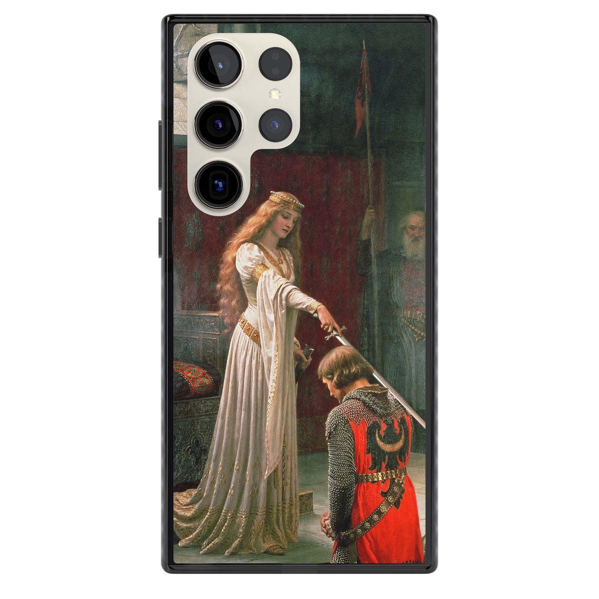 The Accolade renaissance art iPhone case featuring Edmund Blair Leighton's painting of a queen knighting a kneeling knight | Black Impact case for Samsung Galaxy S24 Ultra, Samsung Galaxy S23 Ultra, Samsung Galaxy S22 Ultra