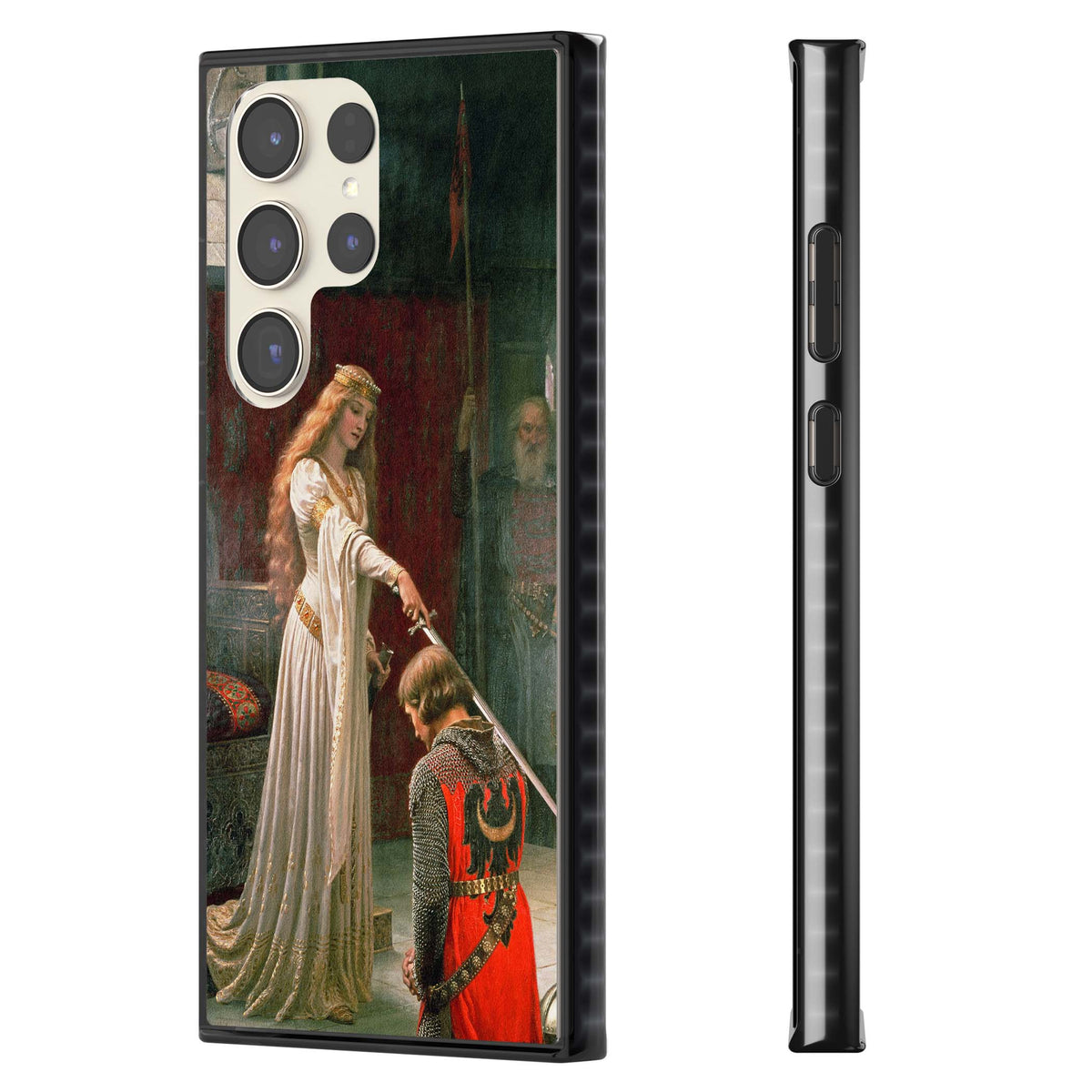 The Accolade renaissance art iPhone case featuring Edmund Blair Leighton's painting of a queen knighting a kneeling knight | Black Impact case for Samsung Galaxy S24 Ultra, Samsung Galaxy S23 Ultra, Samsung Galaxy S22 Ultra