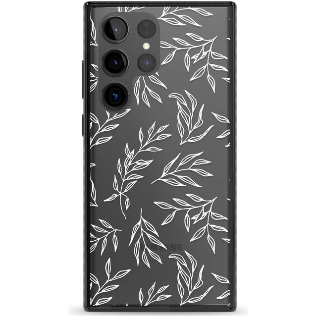 Leafy Botanical Phone Case Samsung S22 Ultra / Black Impact Case,Samsung S23 Ultra / Black Impact Case Blanc Space