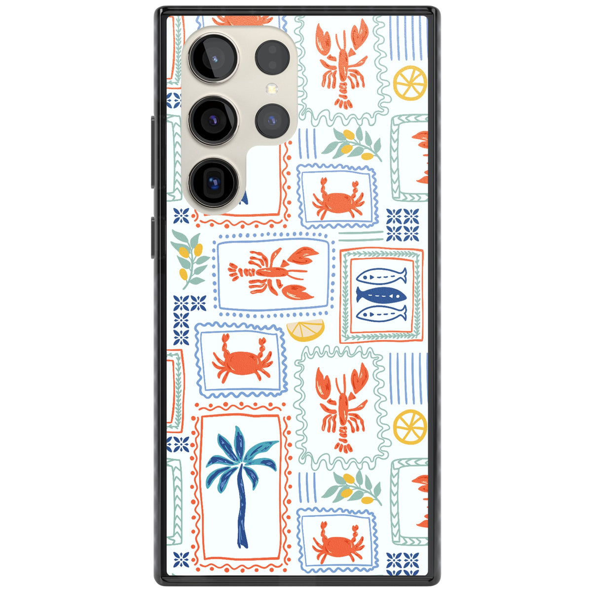 Seaside Stamps Samsung S22 Ultra / Samsung S23 Ultra / Samsung S24 Ultra Impact Black Phone Case front